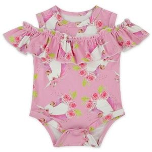 Unicorn baby girl pink romper onesie